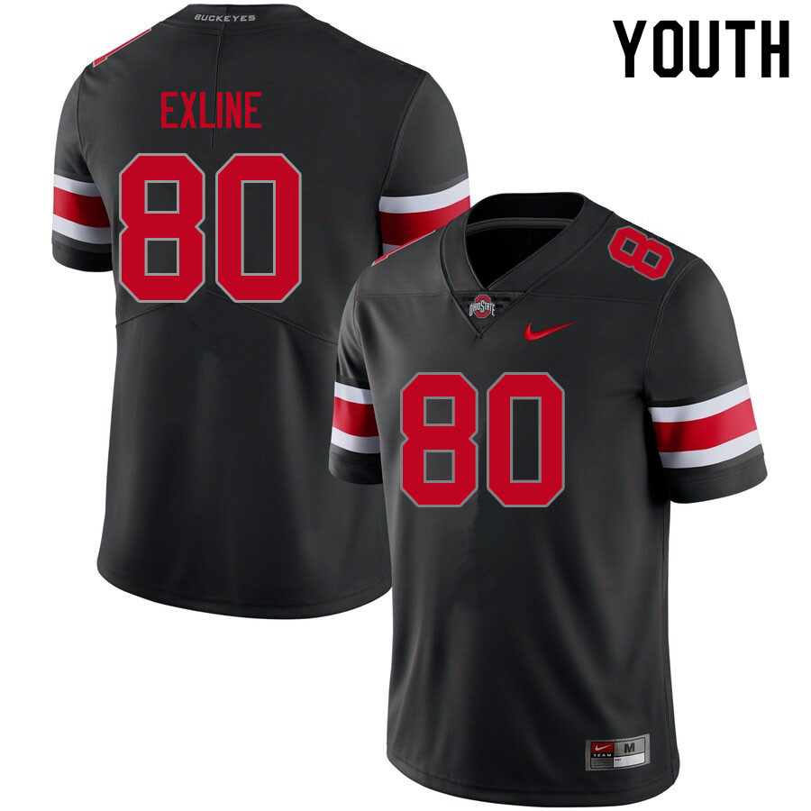 Ohio State Buckeyes Blaize Exline Youth #80 Blackout Authentic Stitched College Football Jersey